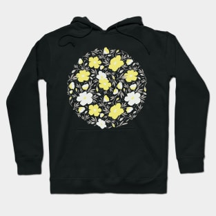 Floral pattern in grey and yellow colors Hoodie